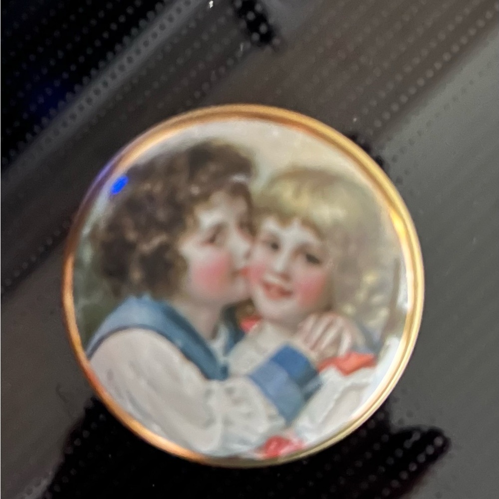 Vintage Pill container with Children Illustration